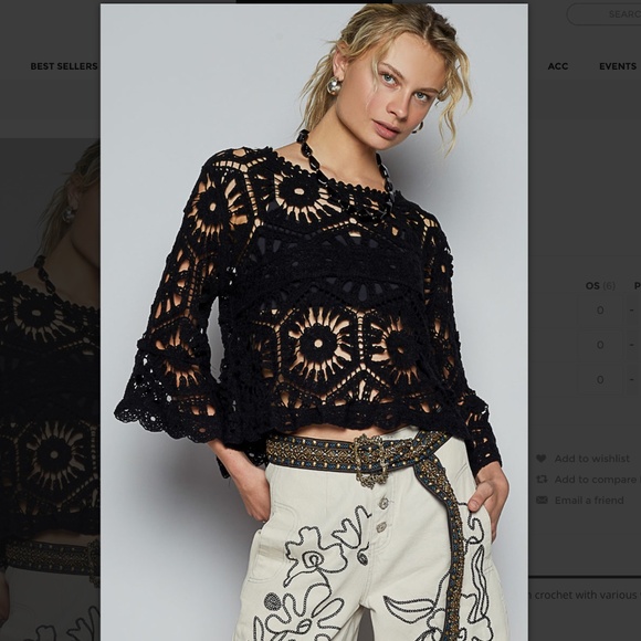 POL “ Stockholm “ POL Crochet Top in Various Weave Patterns Black 57 - Picture 2 of 6